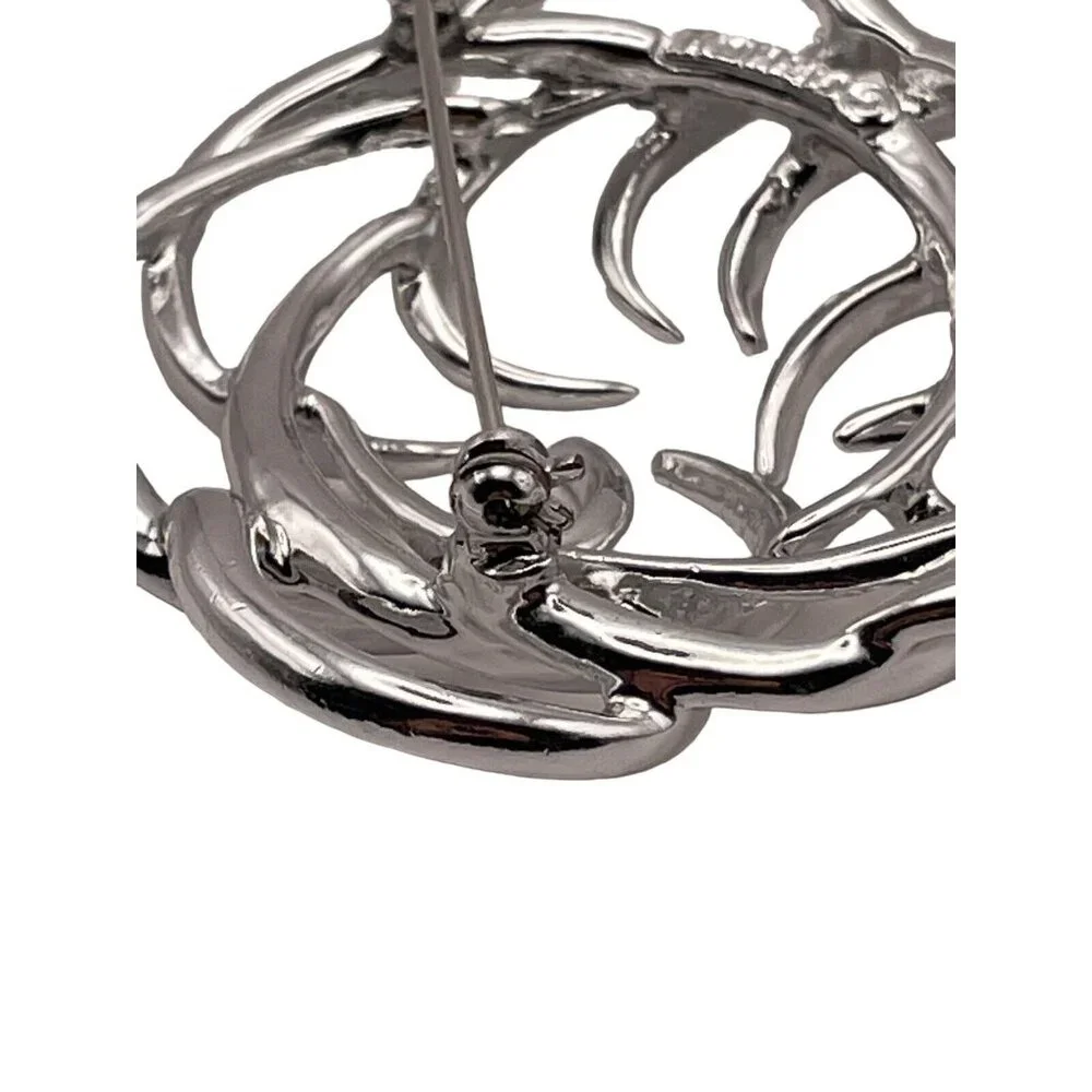 Sarah Coventry Tailored Swirl Pin Brooch Silver Tone Textured Vintage‎ Open Work